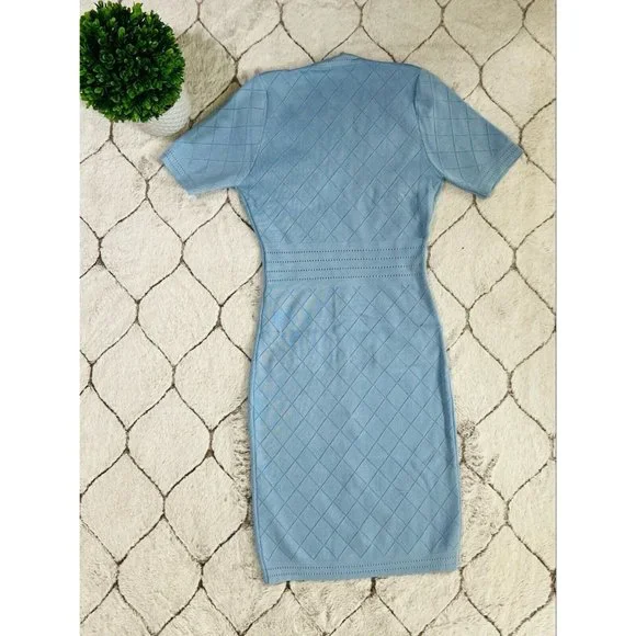 DAIMARAN Tokyo Women's Dress Bodycon Light Blue Short Sleeve With Buttons S - Picture 5 of 5